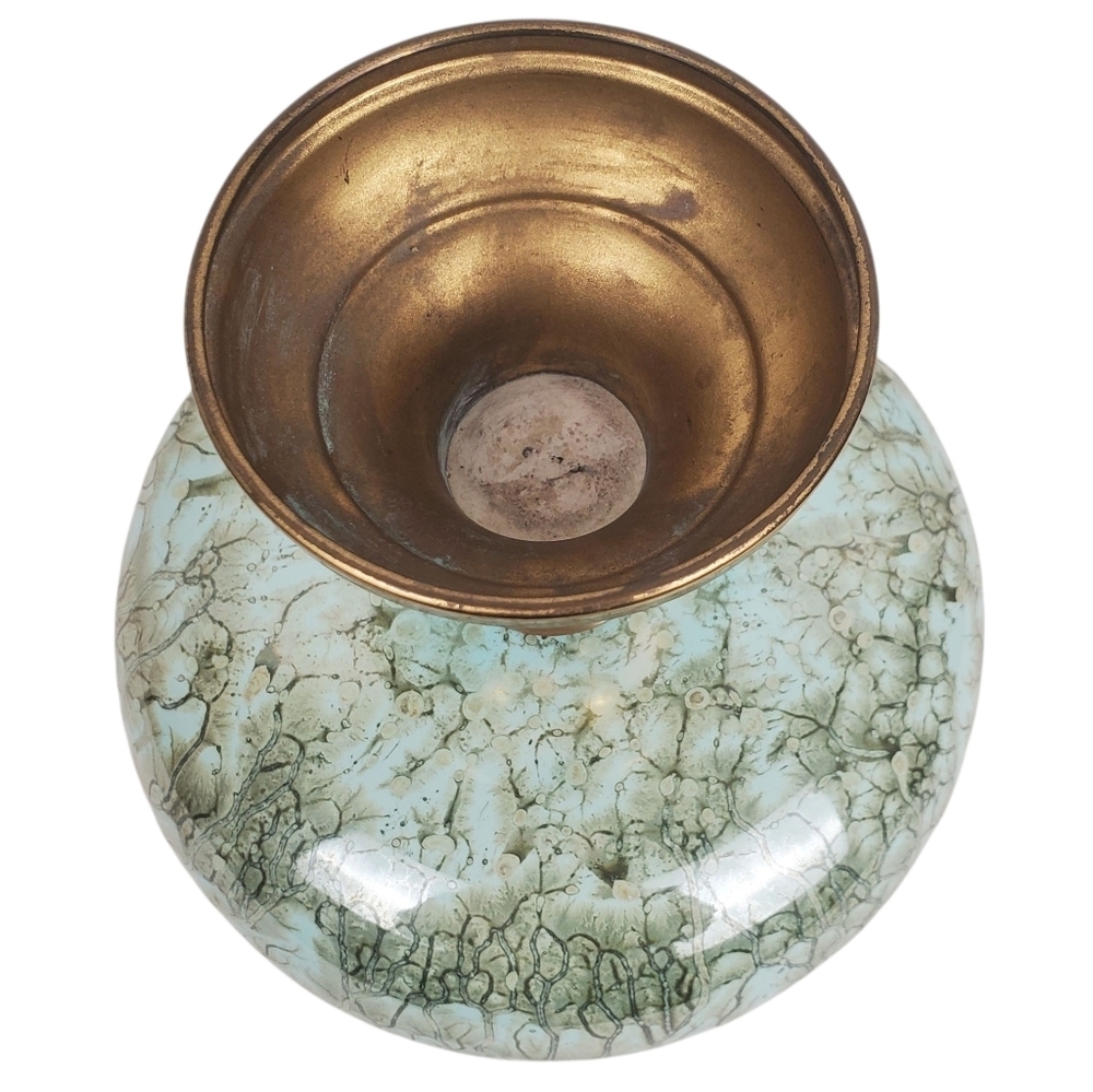 Vintage Mid-Century Modern Delft Holland Pedestal Bowl - Hand-Painted Turquoise - Picture 6 of 9